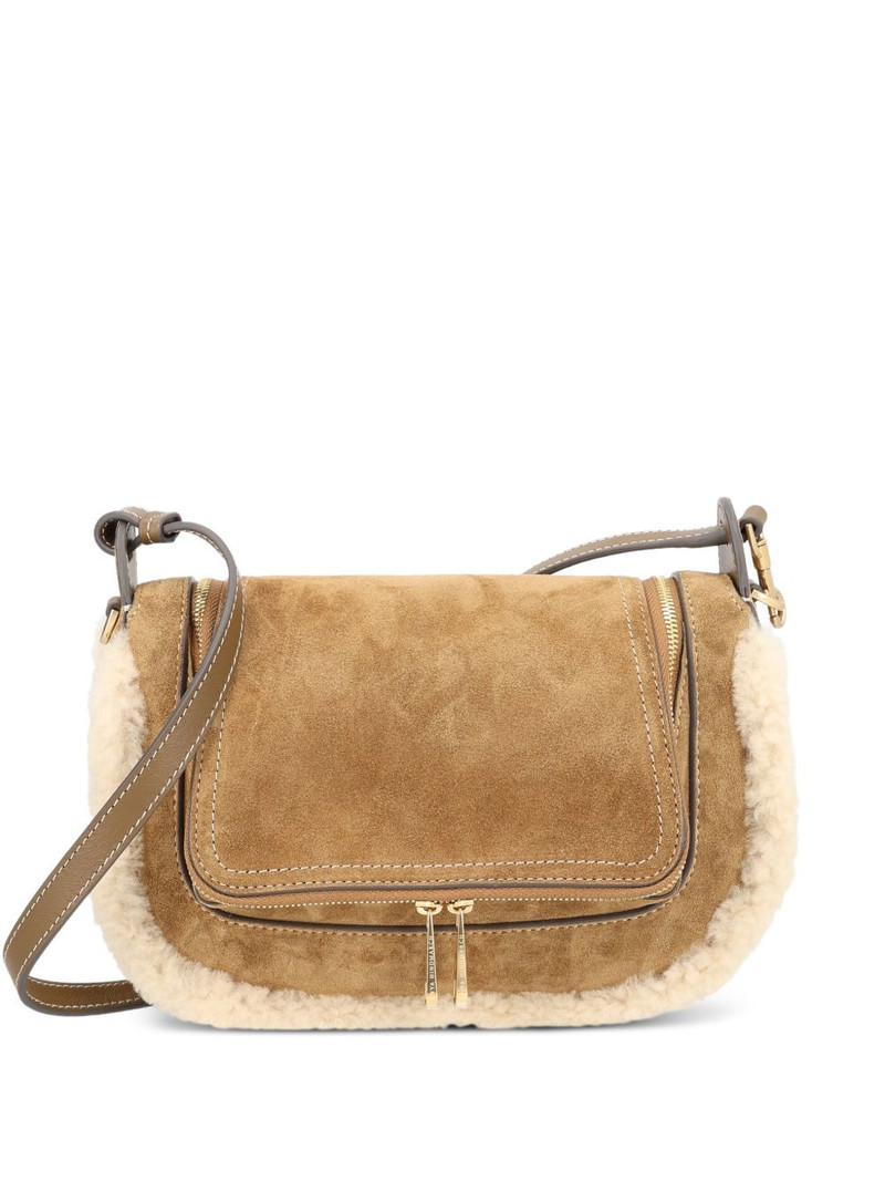 shearling-trim shoulder bag 1