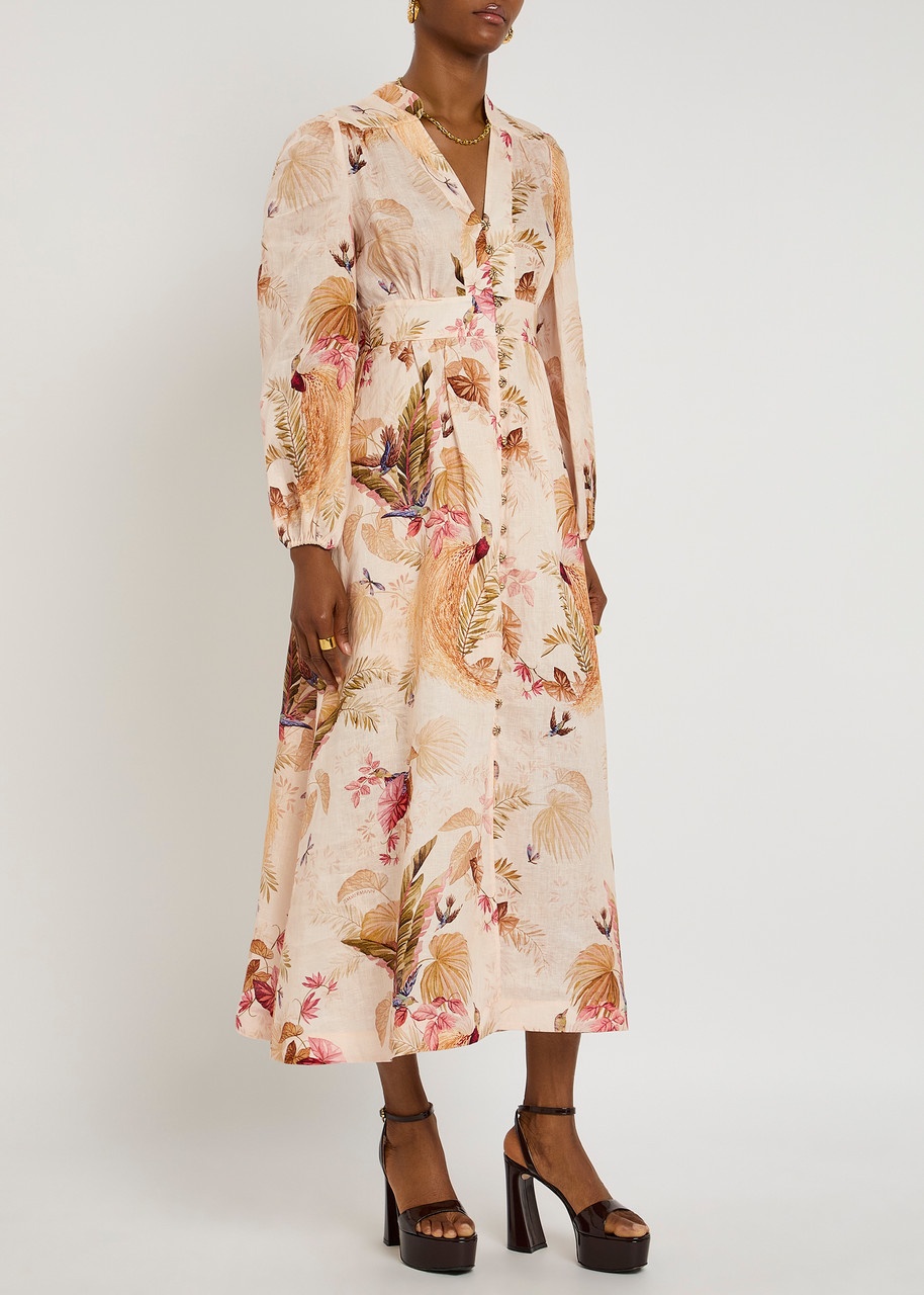 Zimmermann Ascension Plunge Printed Linen Midi Dress - 2