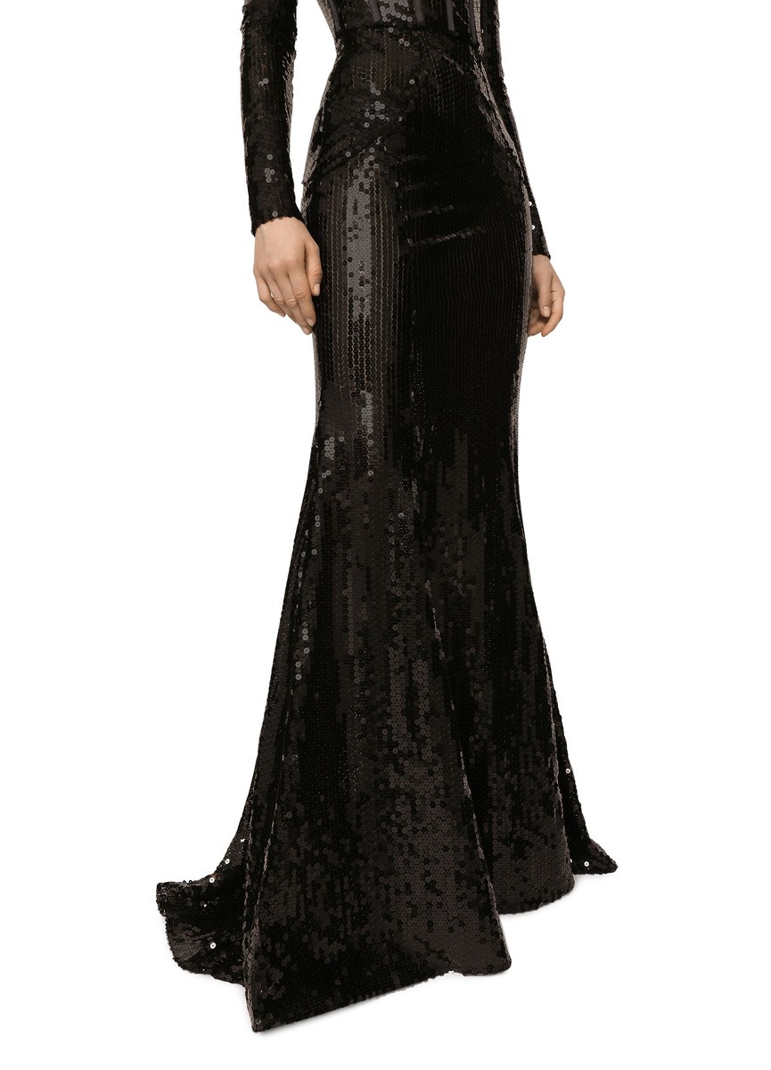 Long sequined dress with corset detailing - 6