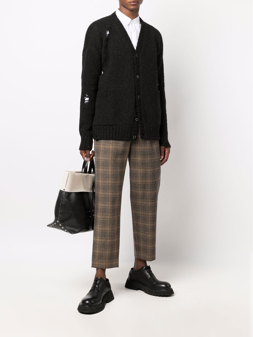 cropped plaid wool trousers - 2