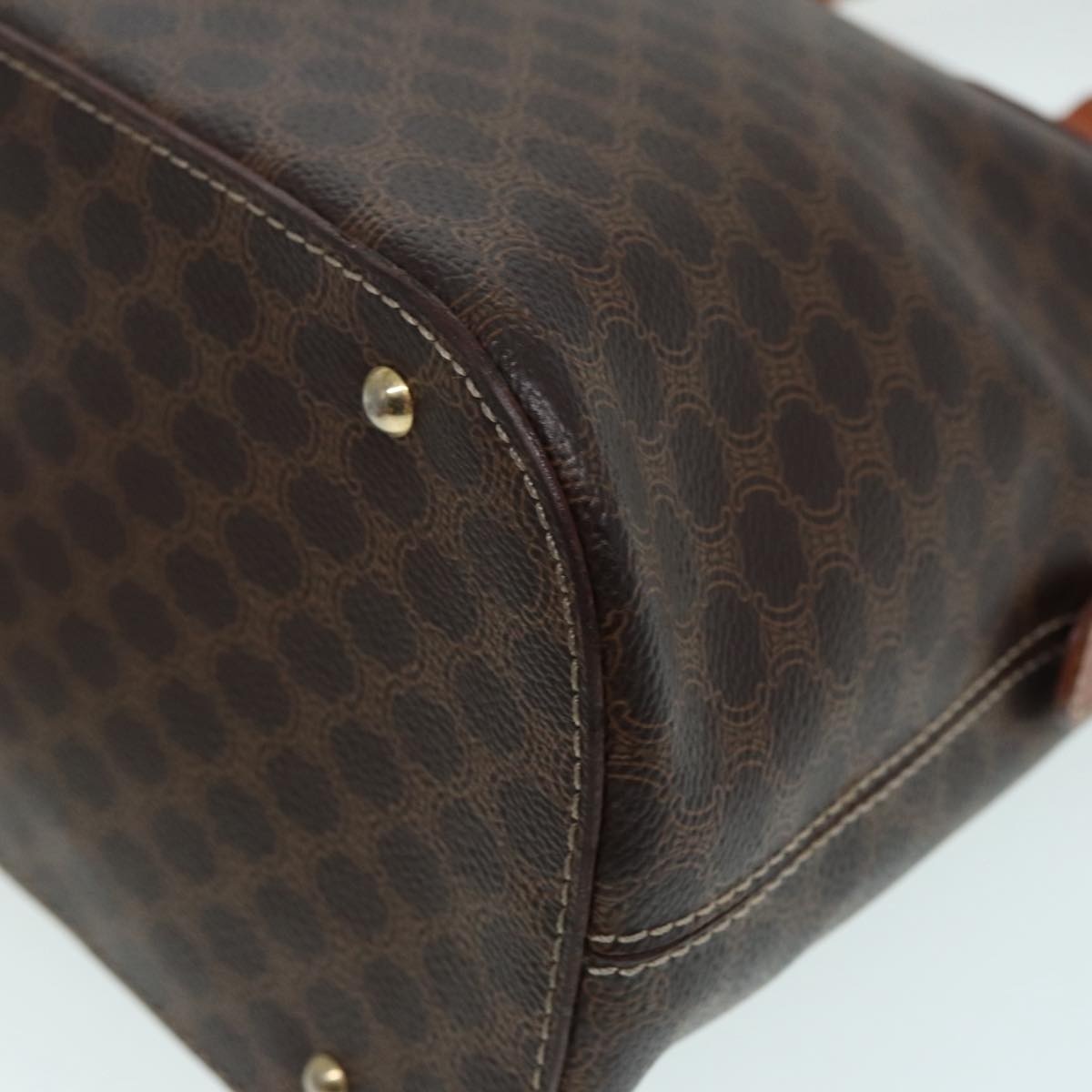 CELINE Macadam Canvas Hand Bag Pvc Leather Brown Gold - 16