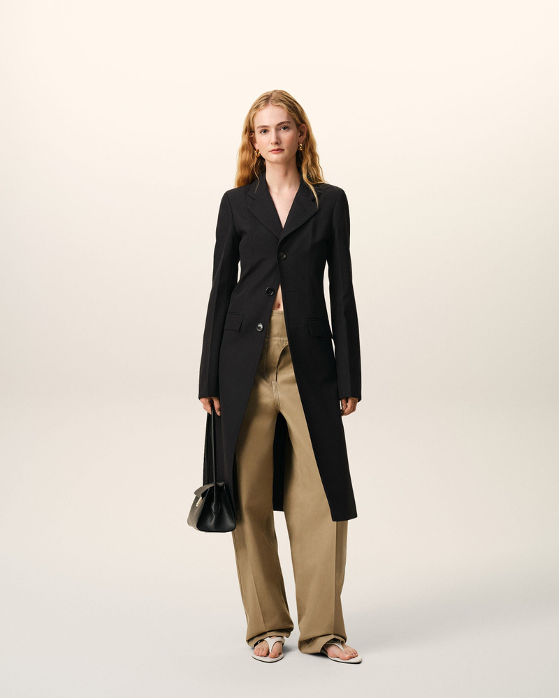 AMI Paris BLACK NEW WOOL SIMPLE BREASTED FITTED COAT outlook