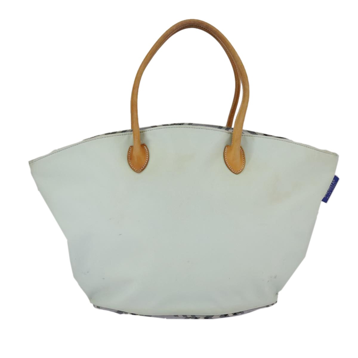 Burberry Blue Label Tote Bag Nylon Leather Light Blue Brown Silver - 3