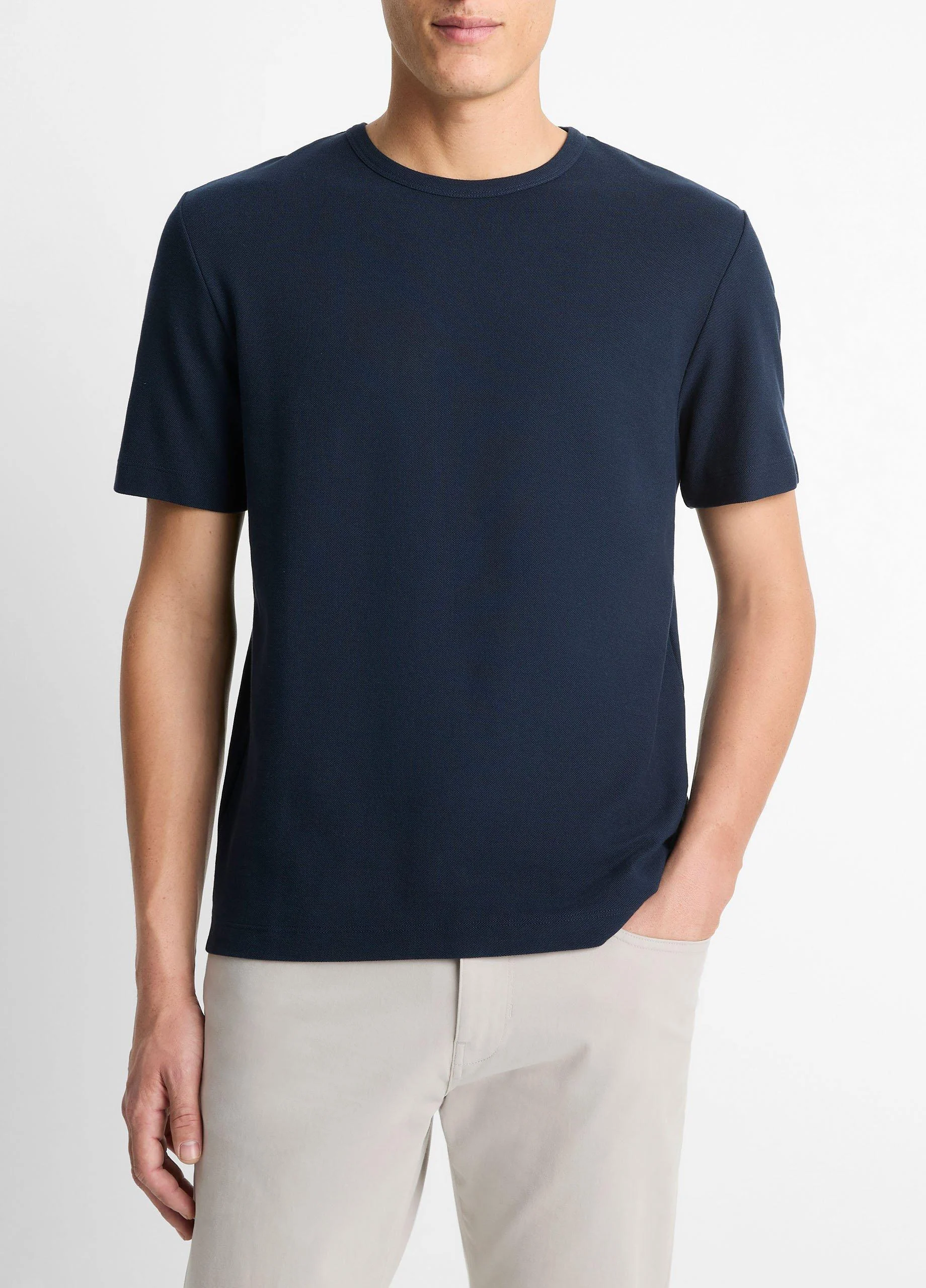 Pima Cotton Piqué Crew Neck T-Shirt - 1