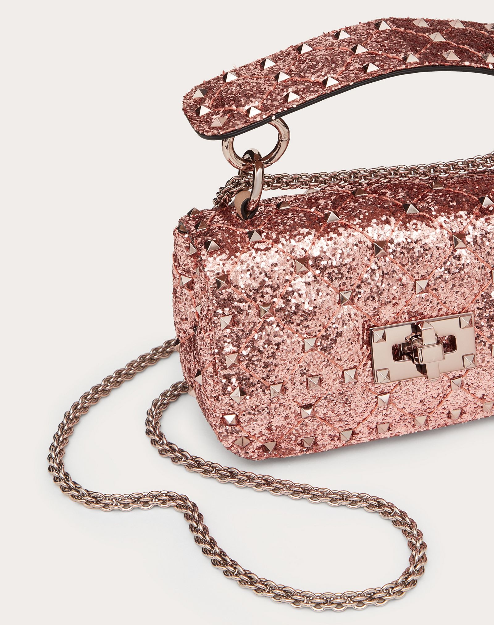 Mini Rockstud Spike Glitter Fabric Bag - 5