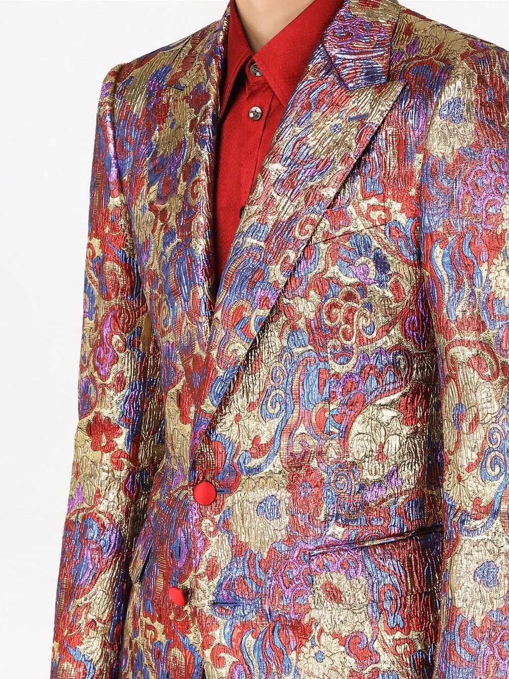 patterned jacquard single-breasted blazer - 5