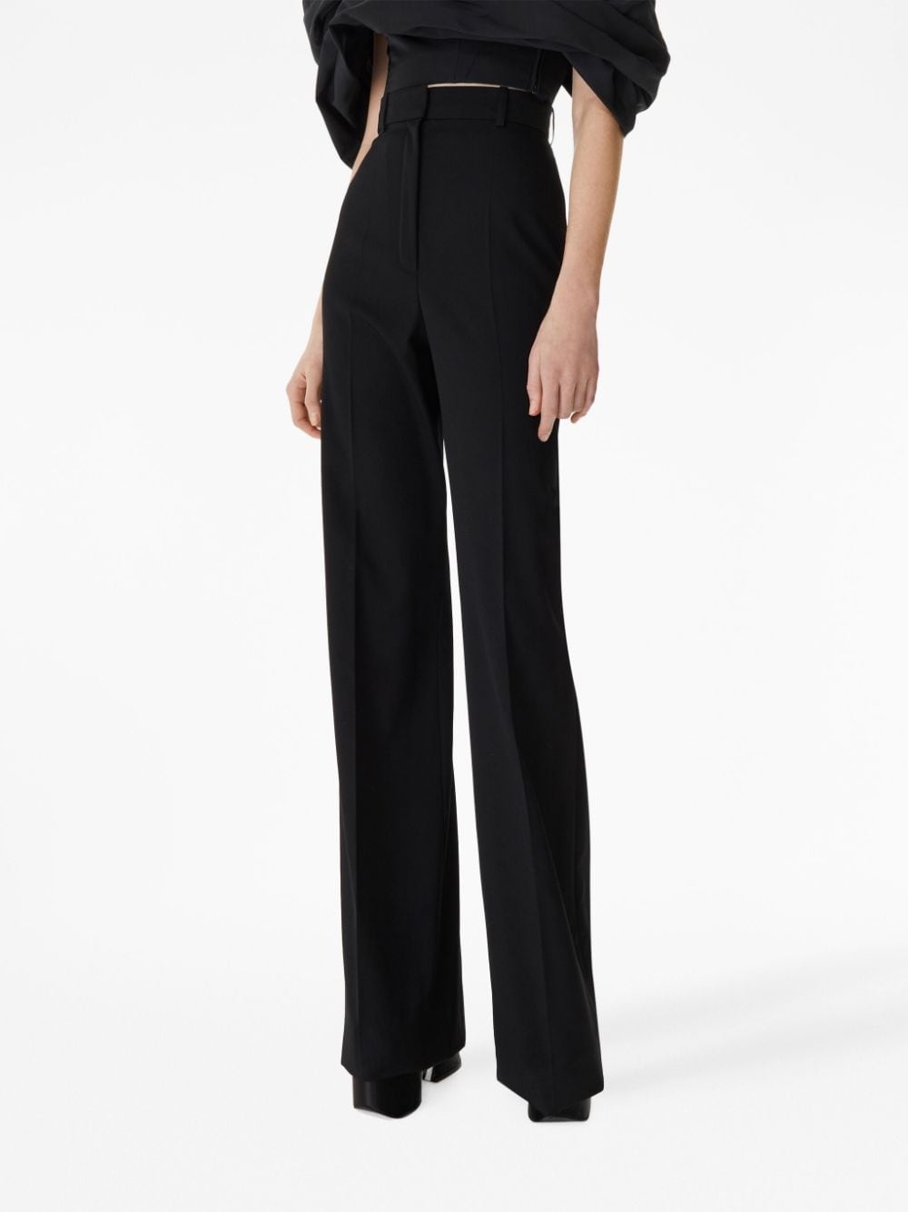 パンツ NINA RICCI WIDE WOOL GABARDINE PANTS Wide Leg Wool Gabardine Pants in Black - Nina Ricci