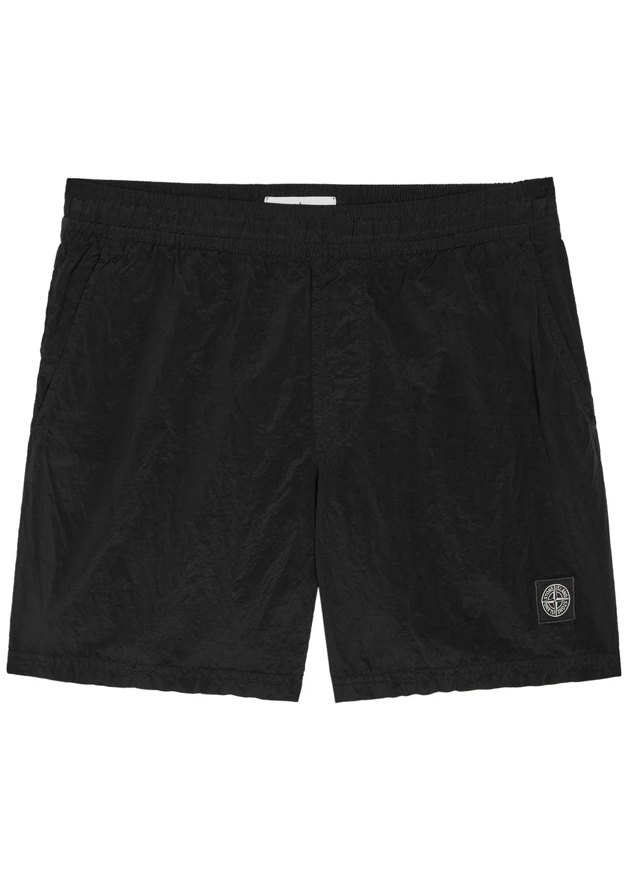 Stone Island Logo Crinkled Nylon Swim Shorts - 1