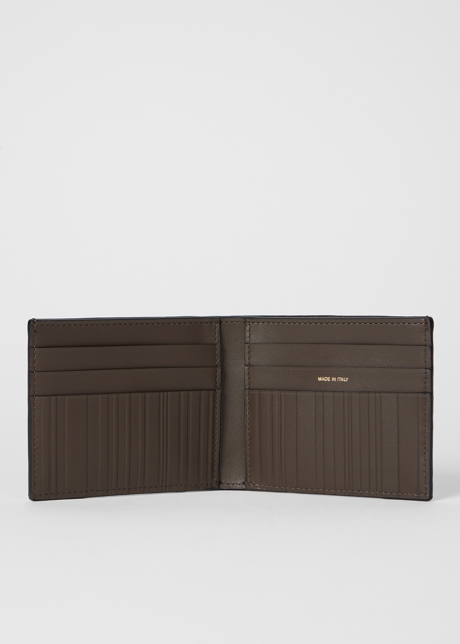 Khaki Leather 'Shadow Stripe' Billfold Wallet - 3