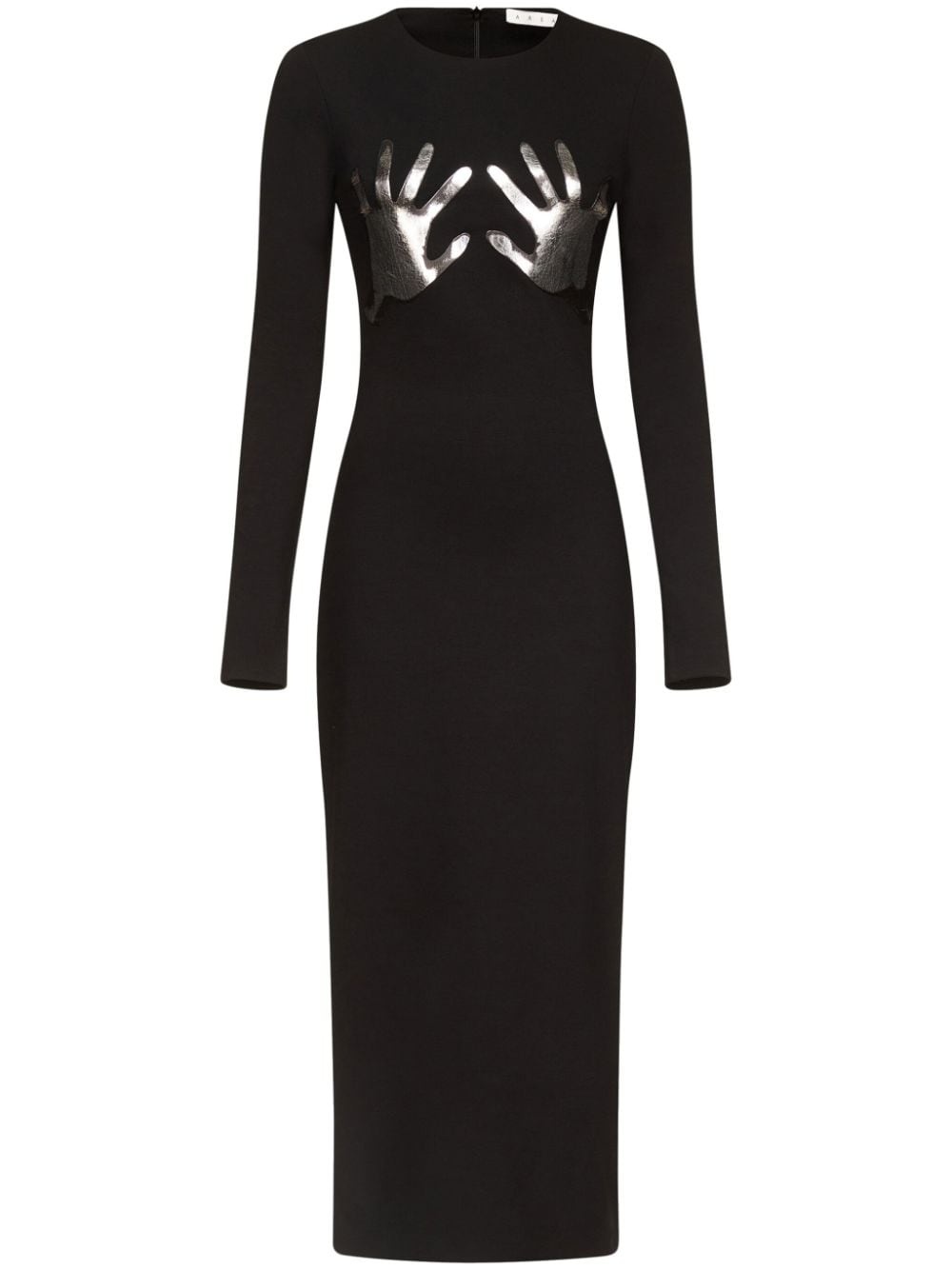handprint long-sleeved minidress - 1