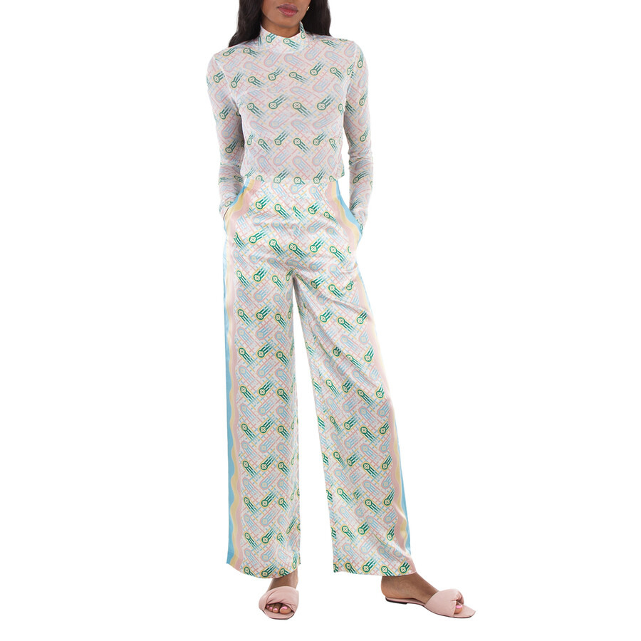 Casablanca Ladies Multicolor Ping Pong Silk Trousers - 2