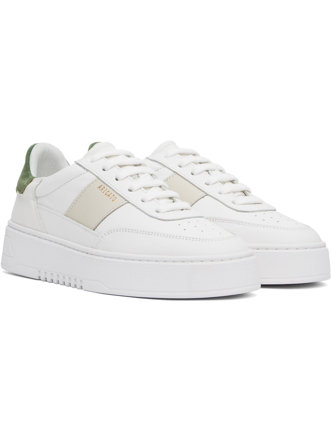 White & Green Orbit Vintage Sneakers - 4