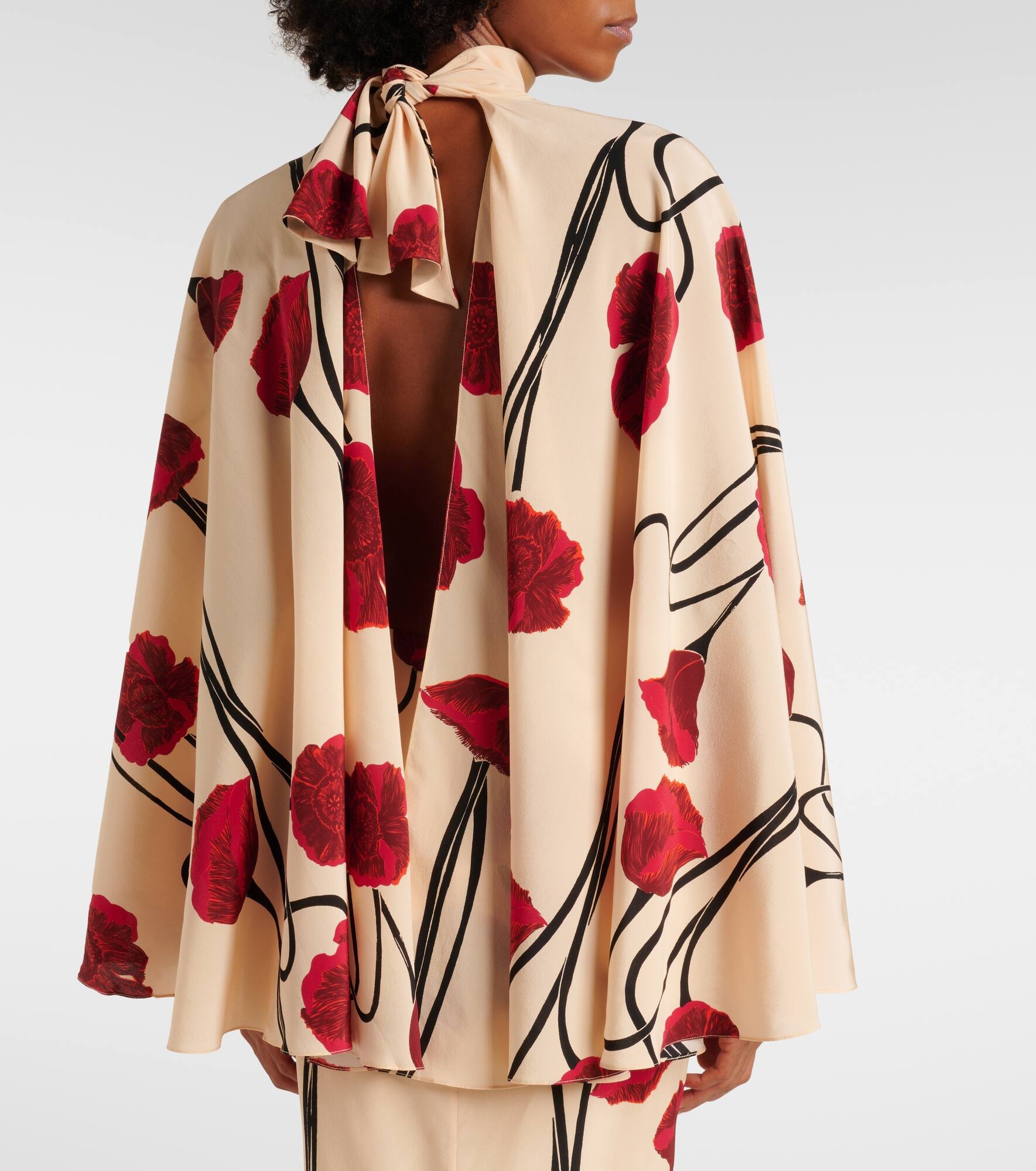 Draped floral silk maxi dress - 6
