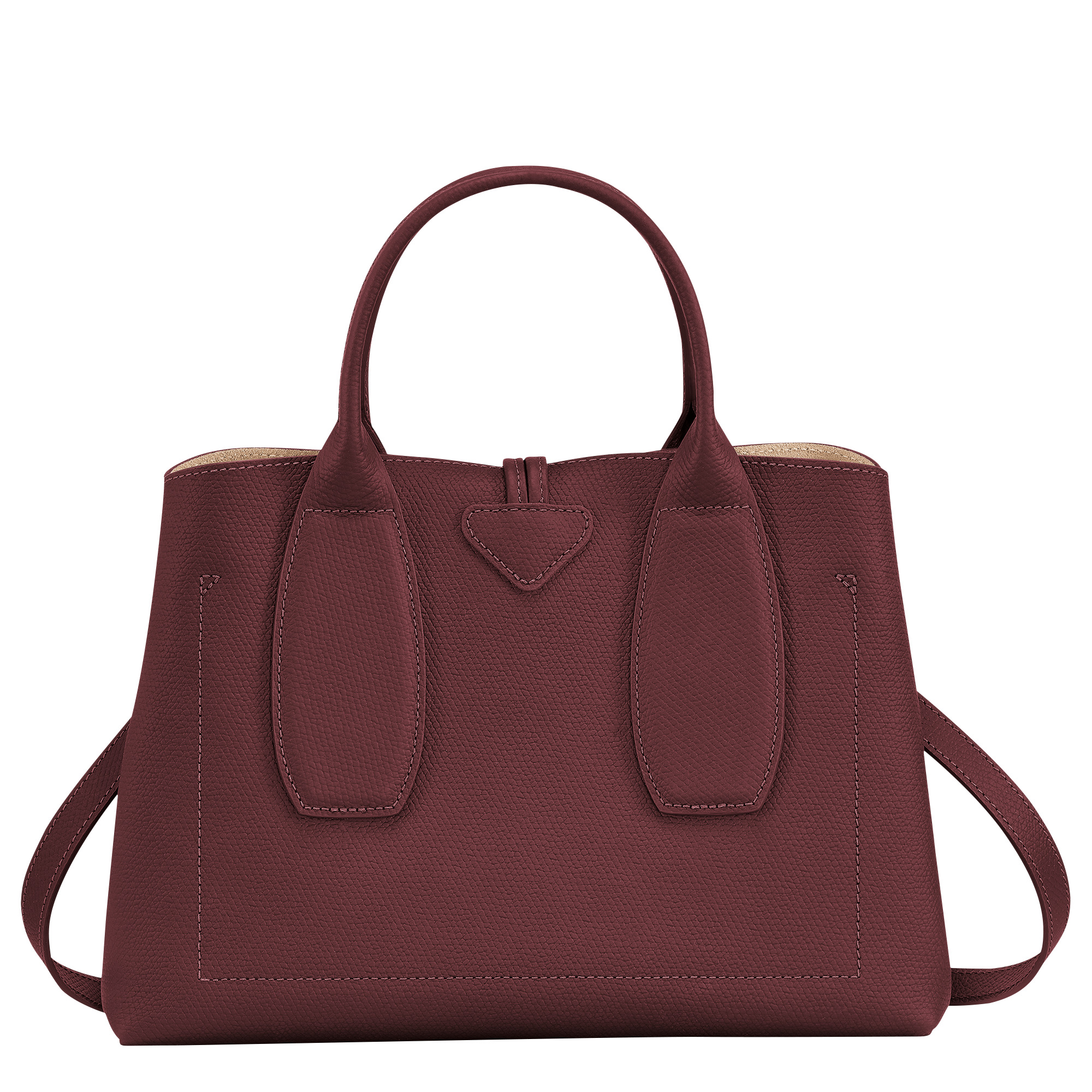 Longchamp Roseau M Handbag Plum Leather REVERSIBLE