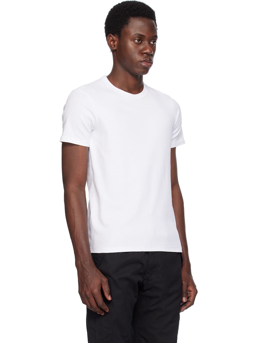 White Cotton Stretch Jersey T-shirt - 2