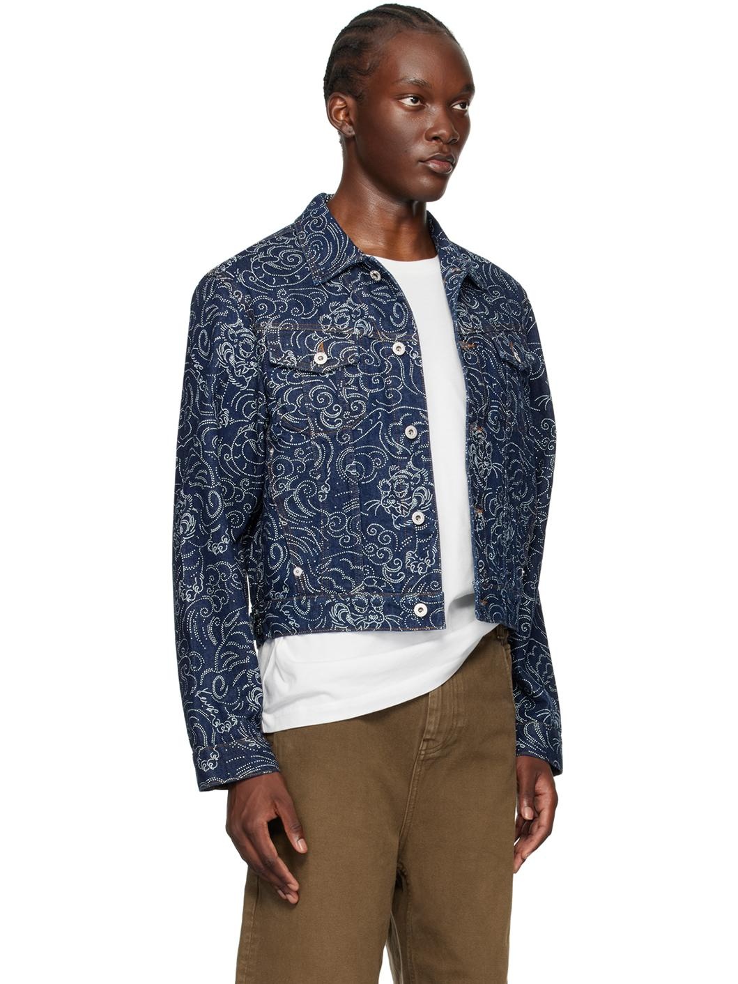 Indigo Kenzo Paris Star Tiger Denim Jacket - 2