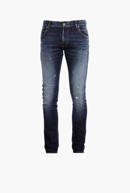 Slim fit faded blue cotton jeans - 1