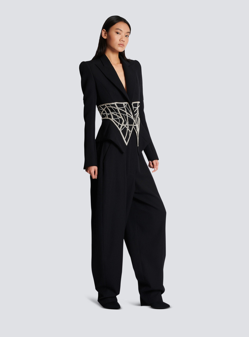 Embroidered slim-fit grain de poudre jacket 3
