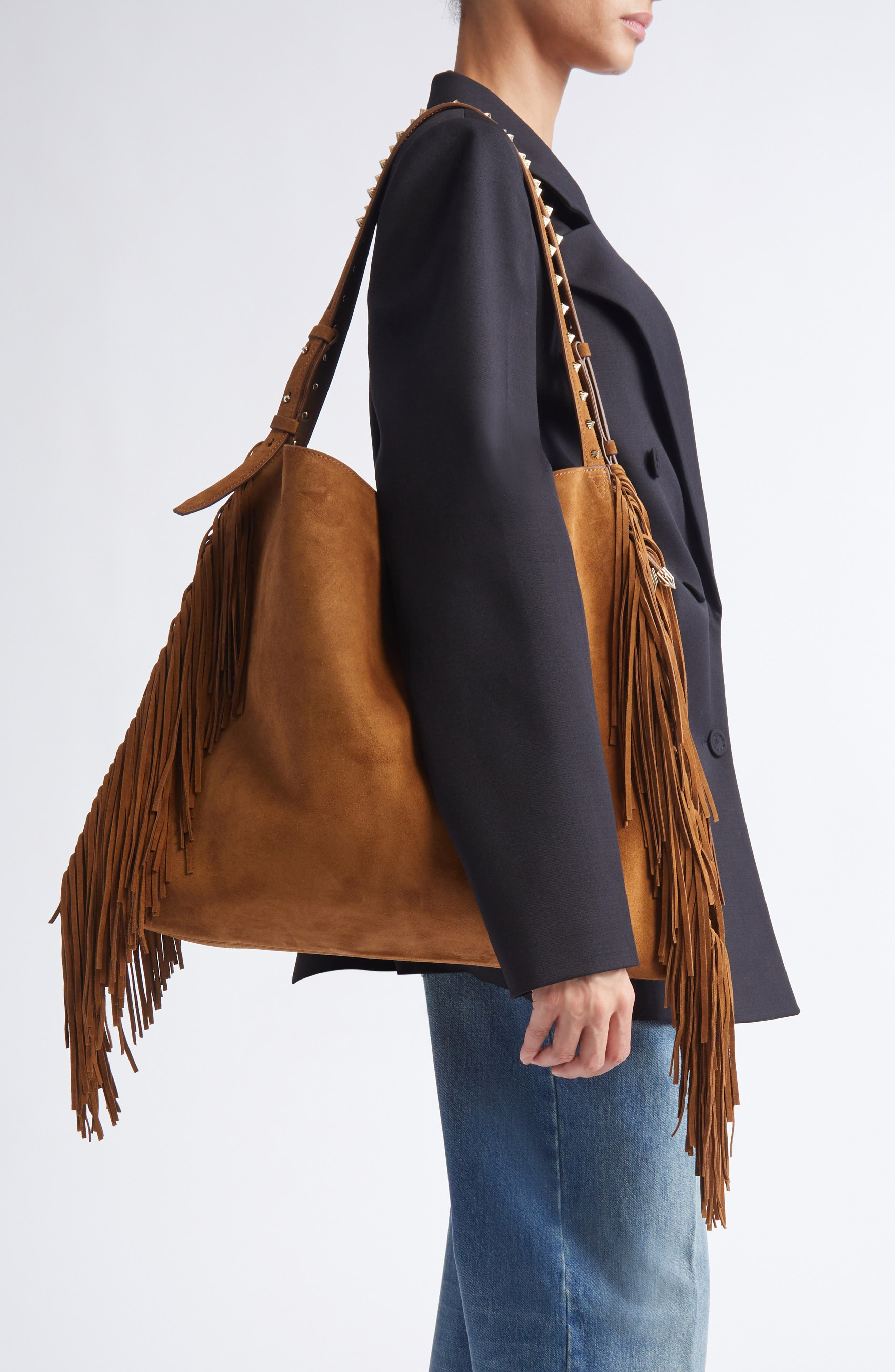 Christian Louboutin Baggy Fringe Suede Tote in Rhea at Nordstrom - 2