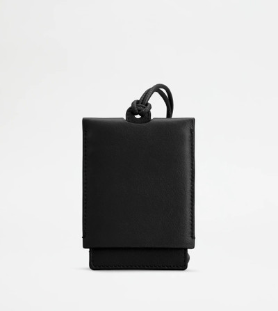 Tod's TOD'S NECK CARD HOLDER IN LEATHER SMALL - BLACK outlook