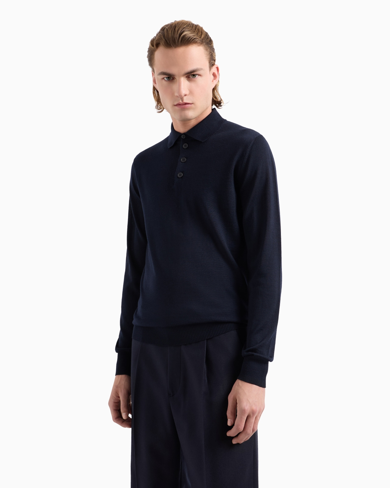 Virgin-wool jumper with polo-shirt collar - 4