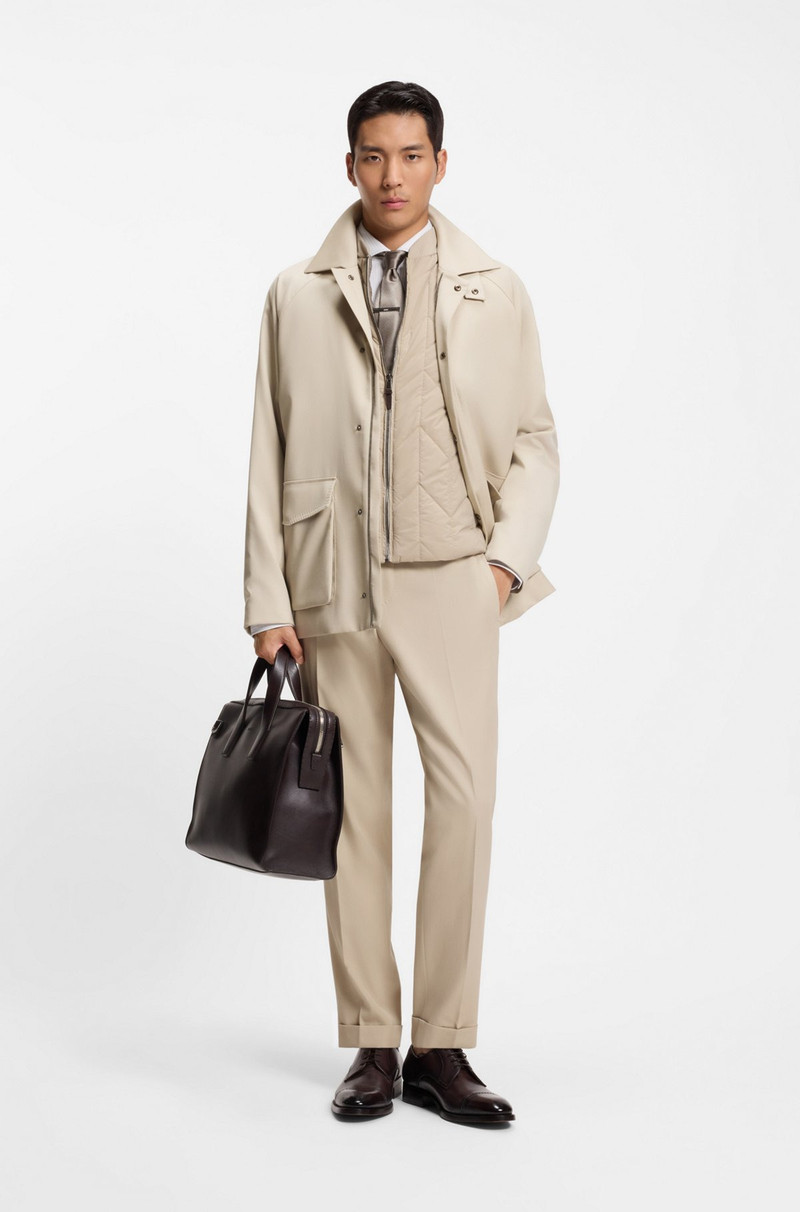 BOSS TAPERED-FIT TROUSERS IN VIRGIN WOOL AND COTTON outlook