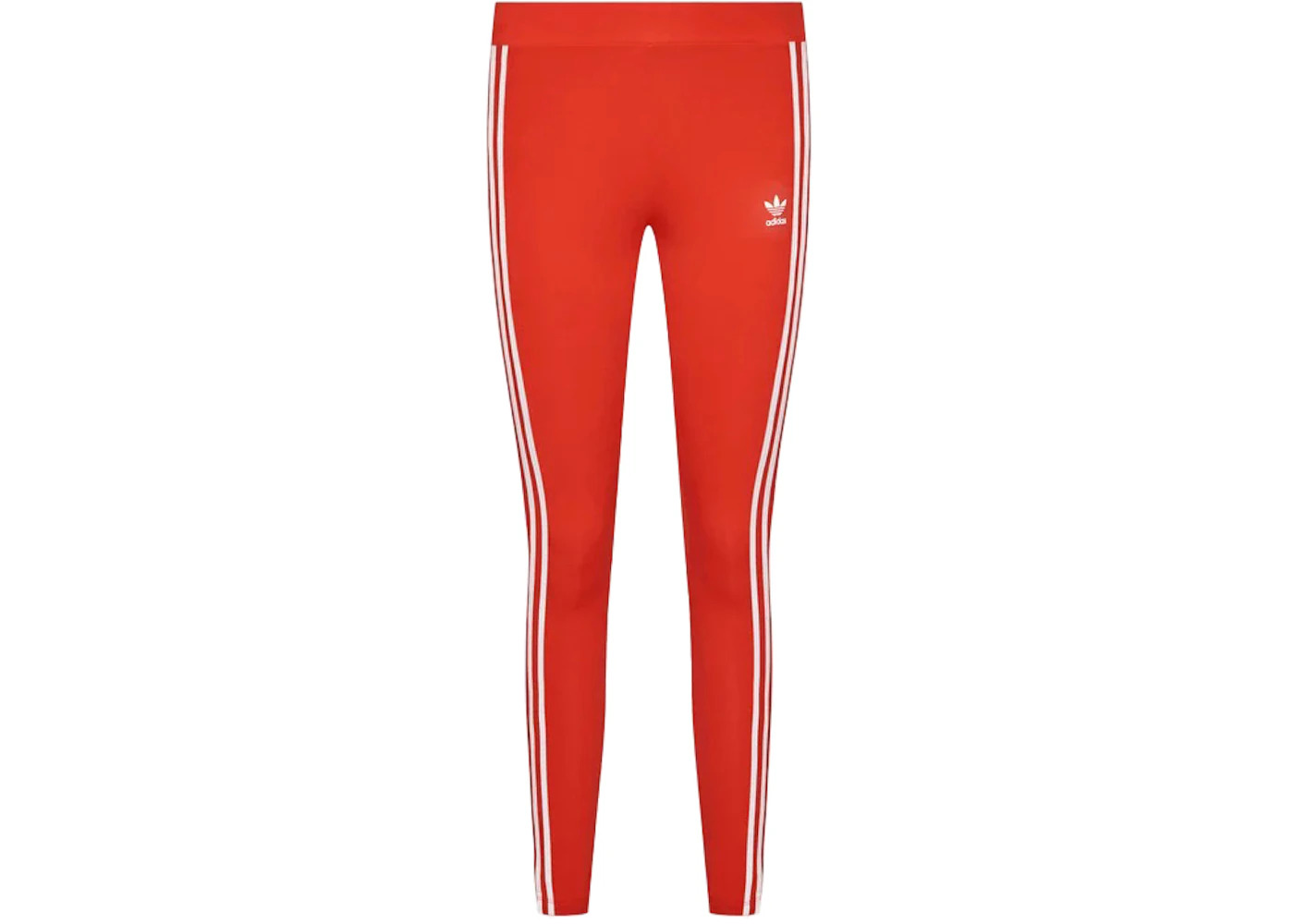 adidas Originals Women's Adicolor 3 Stripes Trefoil Tights Red - 1