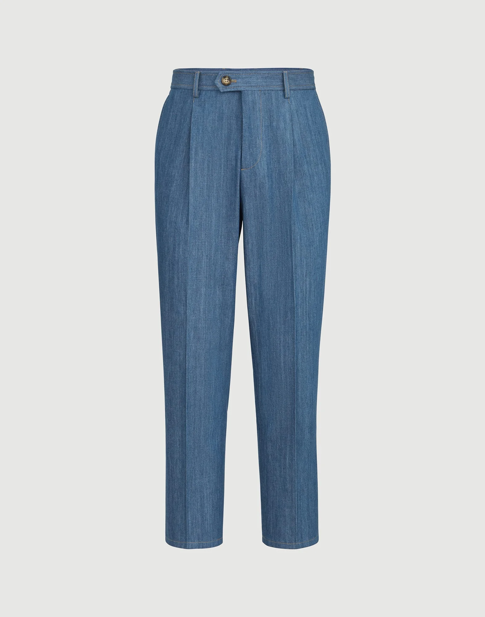 Lightweight denimtrousers with double pleats - 1