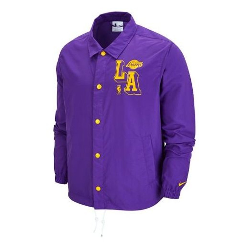 Nike NBA Courtside Los Angeles Lakers Alphabet Logo Printing Coach Jacket Purple DB1440-504 - 1