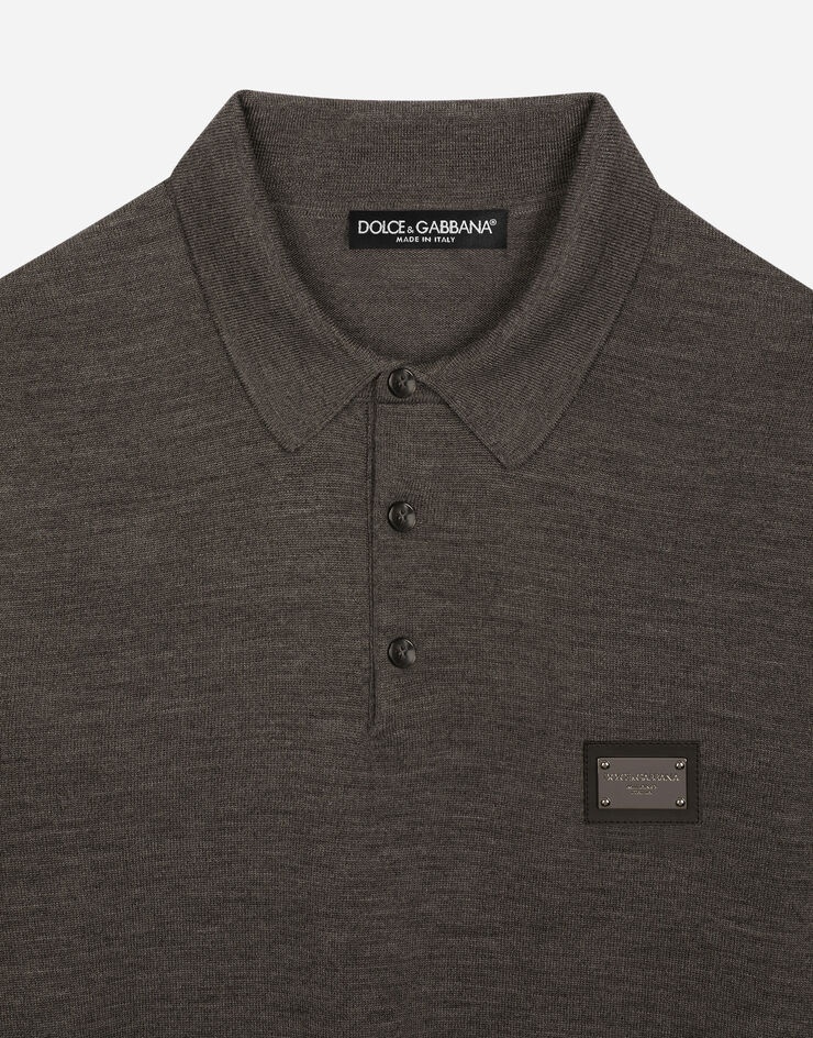 Wool polo-shirt with branded tag - 3