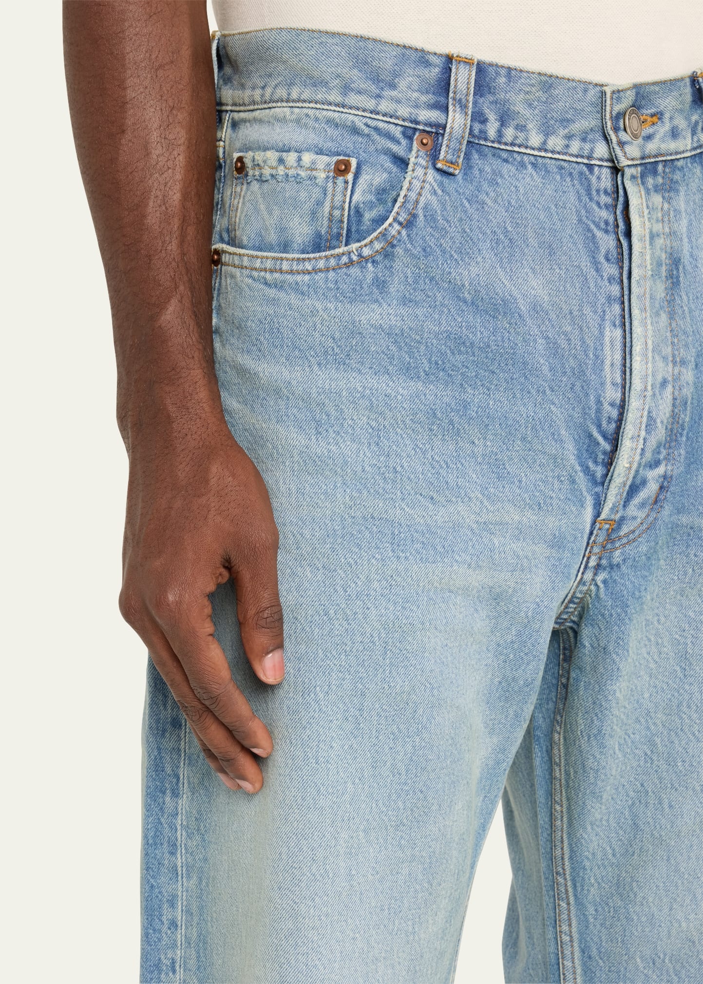 Men's Aged Denim Straight-Leg Jeans - 5