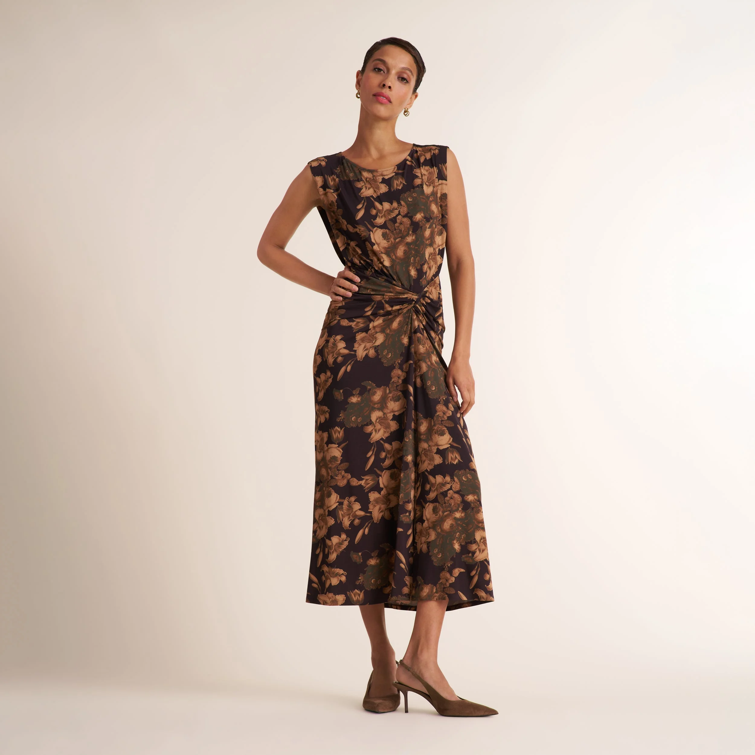 Zita Drape Dress - Light Printed Jersey - 1