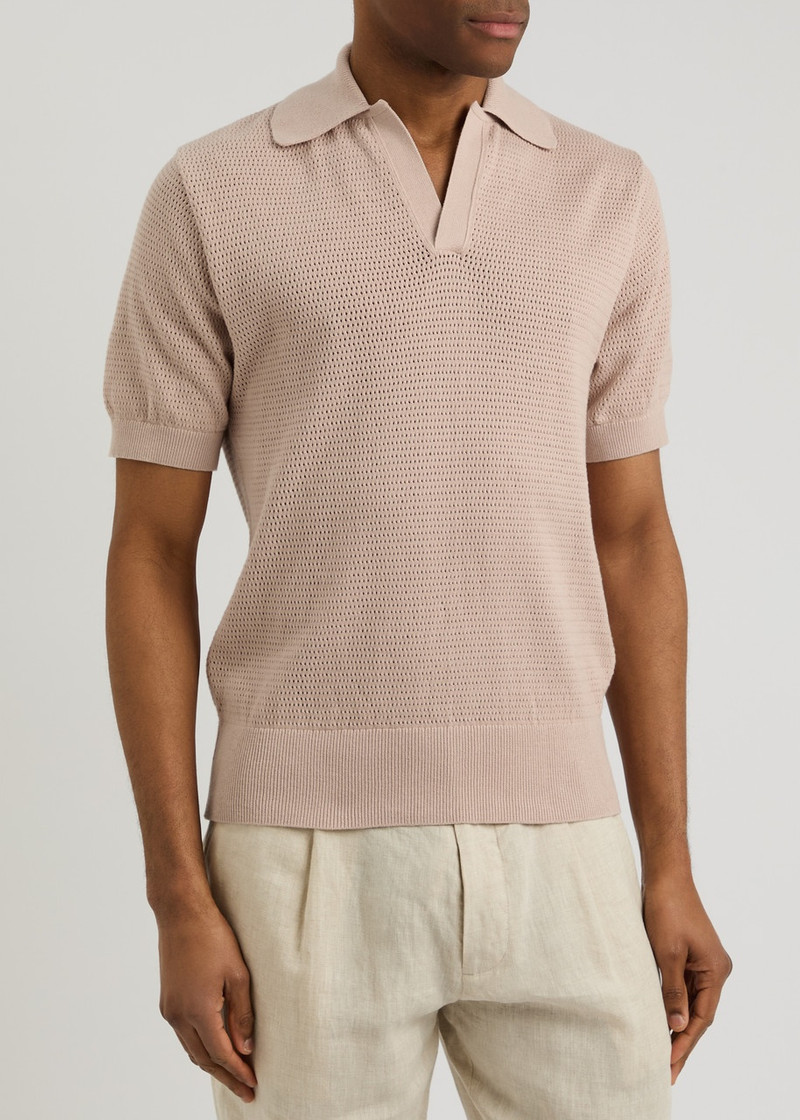 Oliver Spencer Oliver Spencer Penhale Pointelle-knit Cotton Polo Shirt outlook