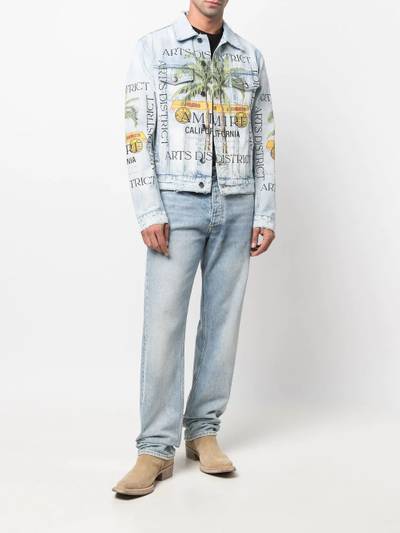 AMIRI graphic-print distressed-effect denim jacket outlook