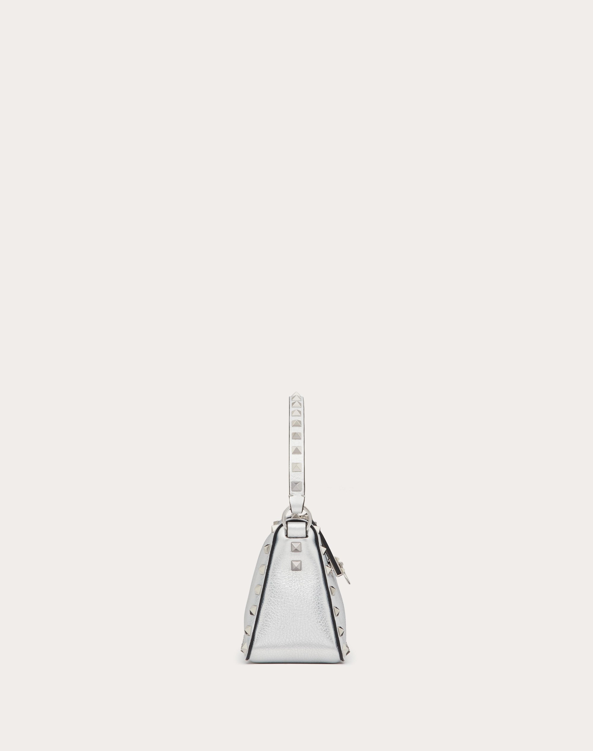 SMALL ROCKSTUD GRAINY METALLIC CALFSKIN CROSSBODY BAG - 5