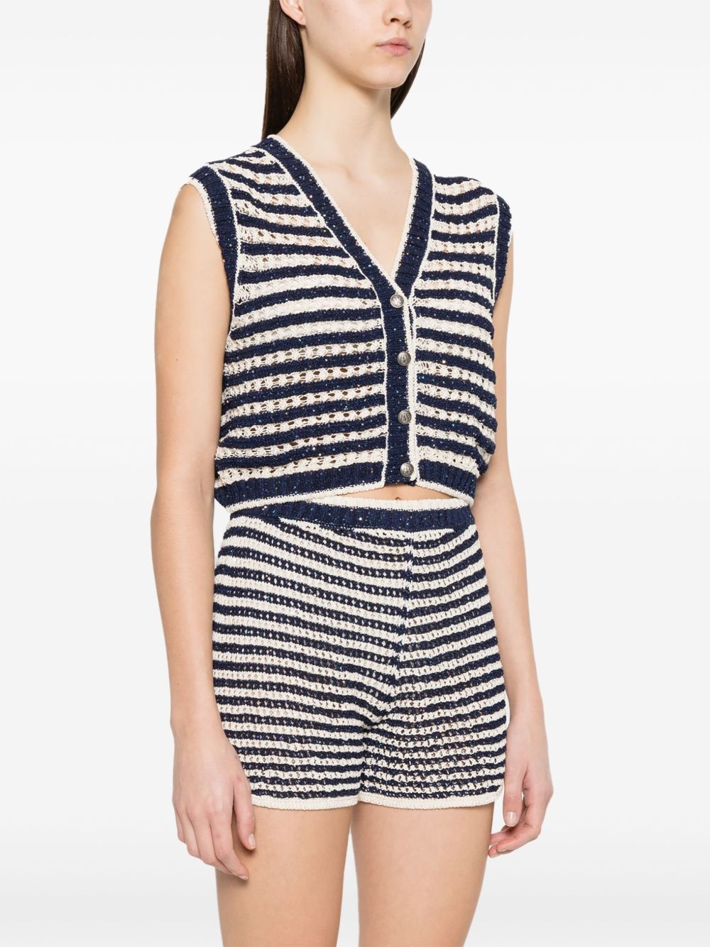 striped knit vest - 3