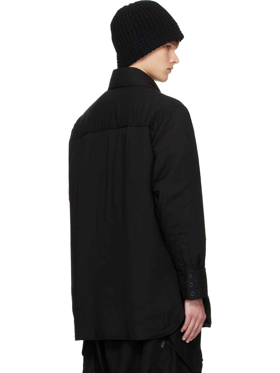 Black Stole Detail Padded Shirt - 3