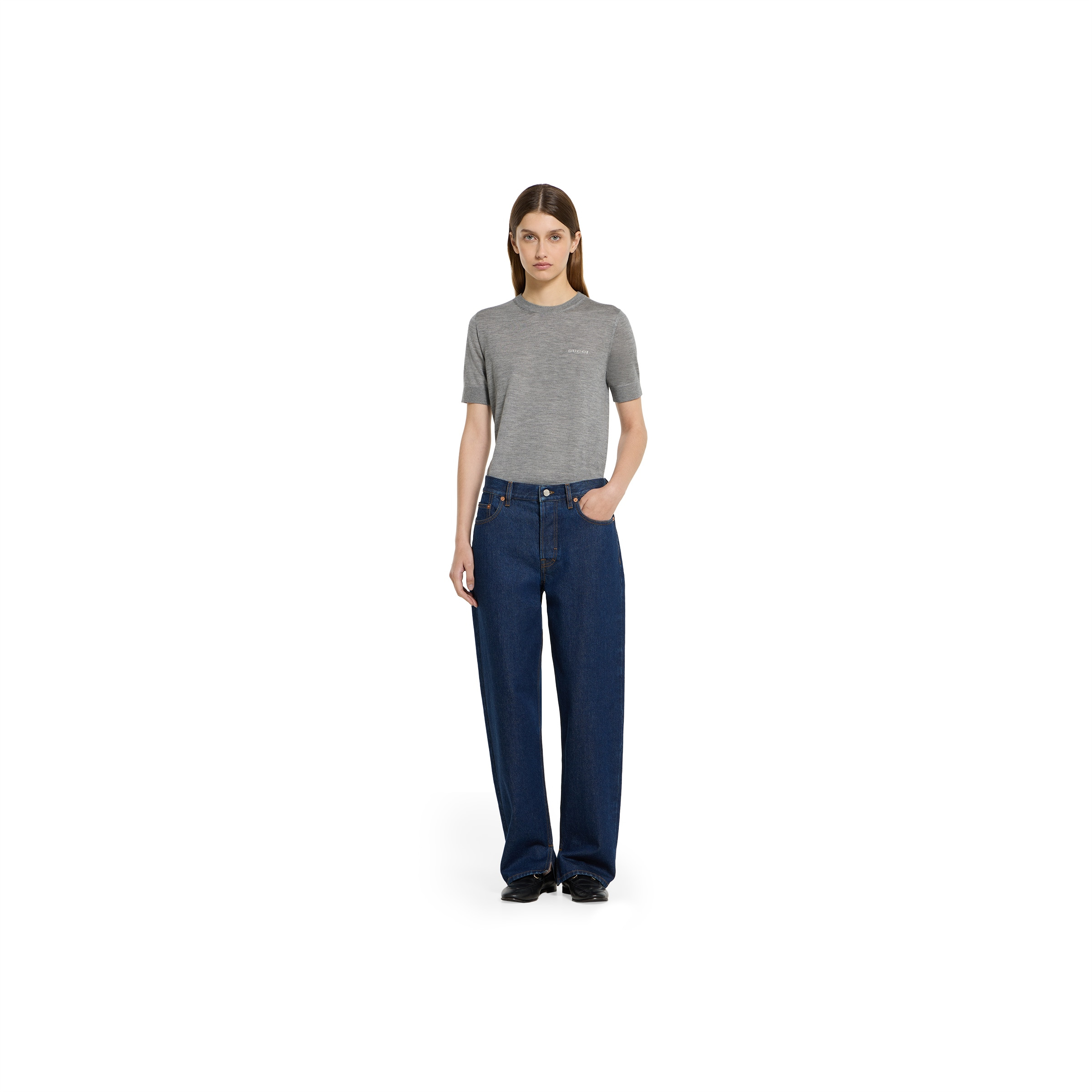 Cashmere silk top with intarsia - 2
