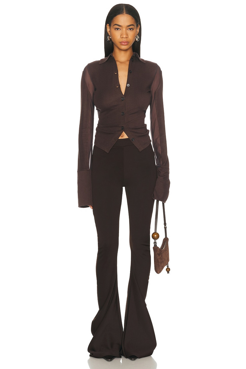 JADE CROPPER Gathered Back Button Up Top outlook