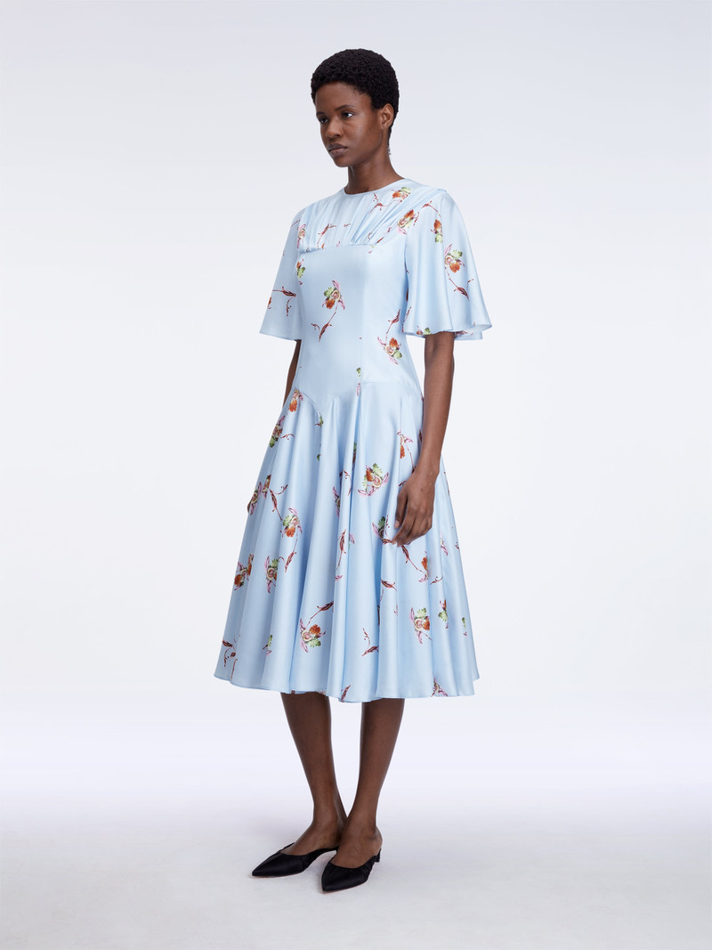 Risabelle Dress In Blue Lily Silk Twill 3
