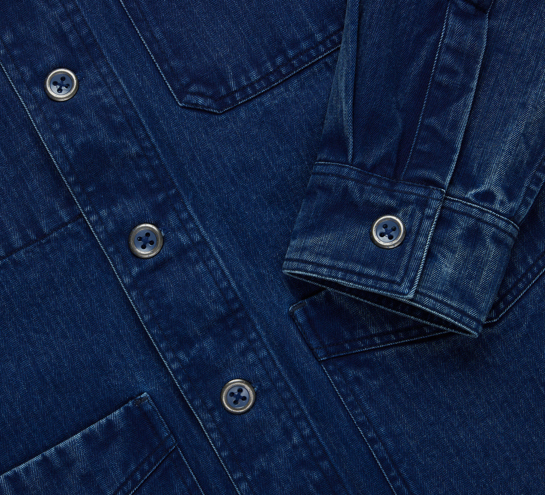 French Work Jacket - Indigo HBT - 4
