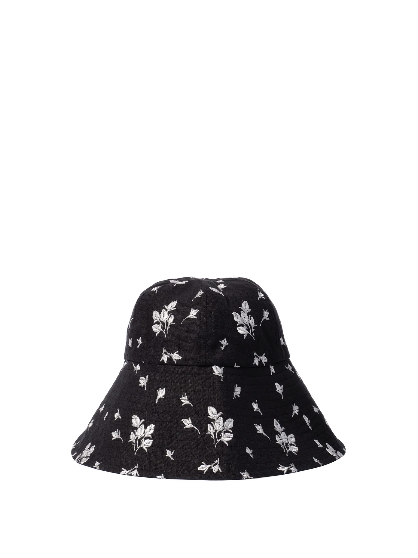 Floral-embroidered bucket hat and pouch set - 1