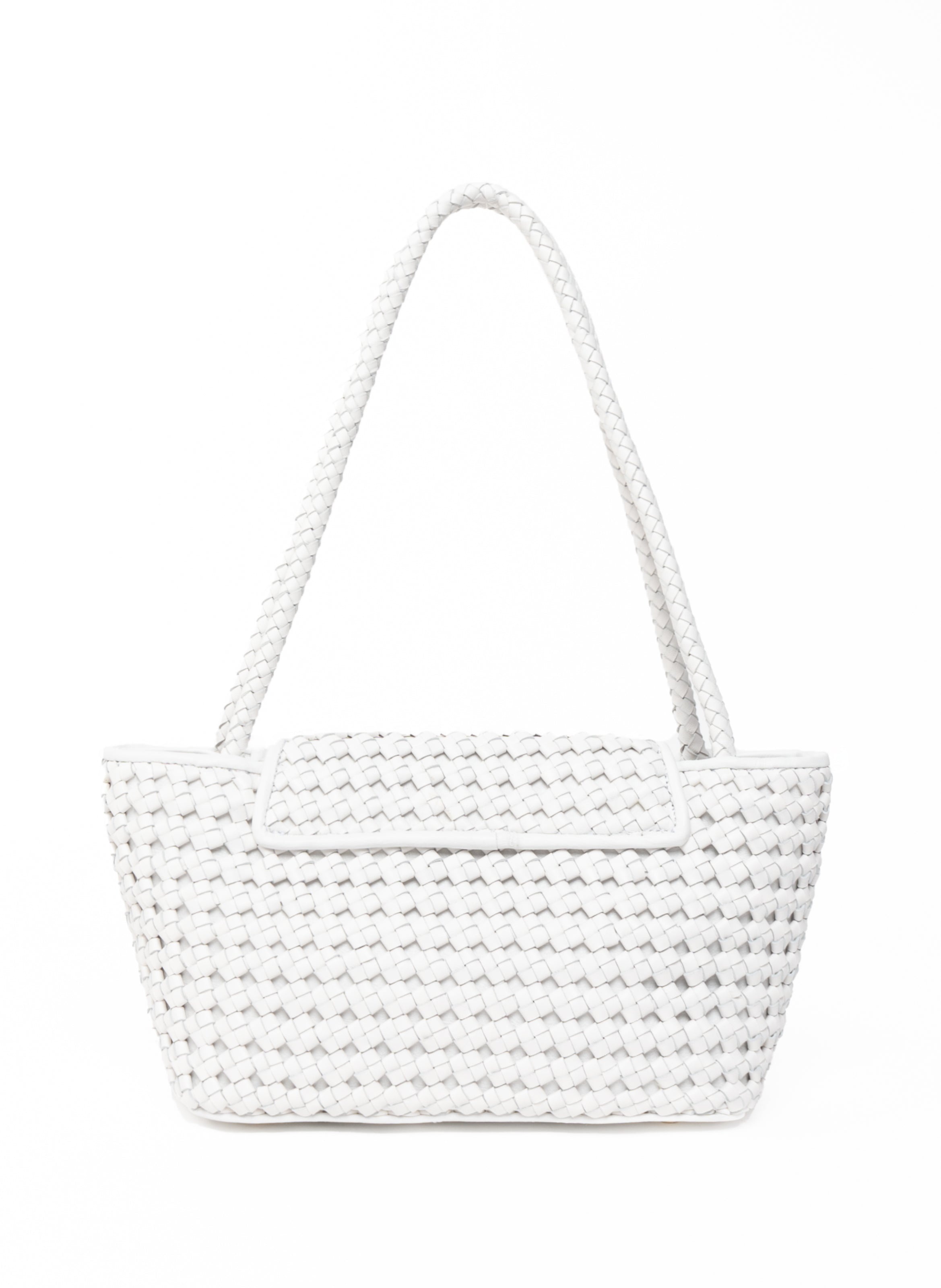 Courrier Tote Woven Leather White - 4