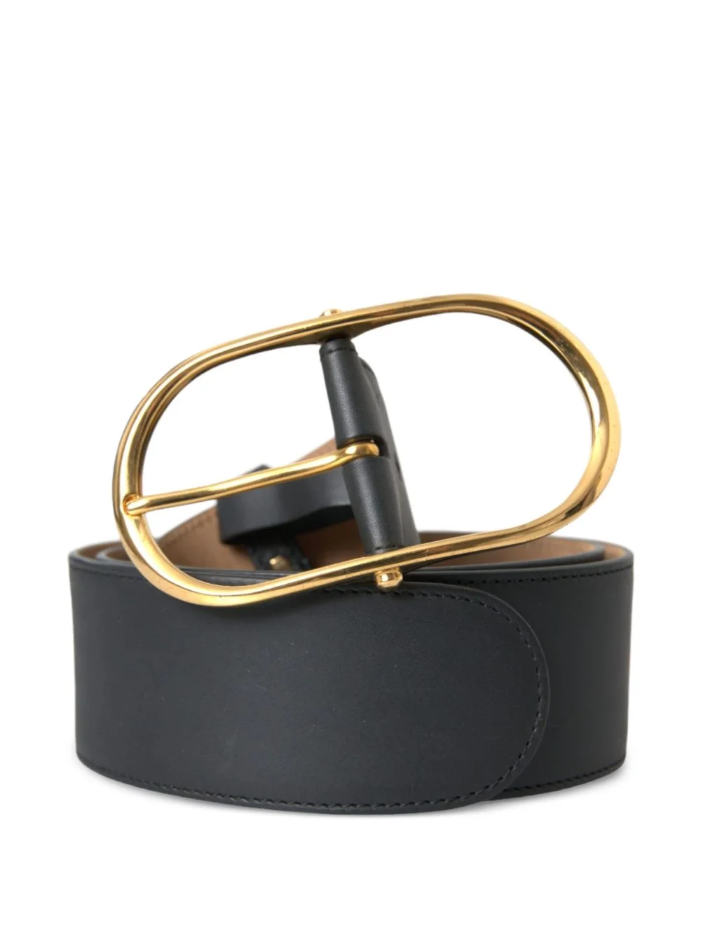 oval-buckle leather belt - 1
