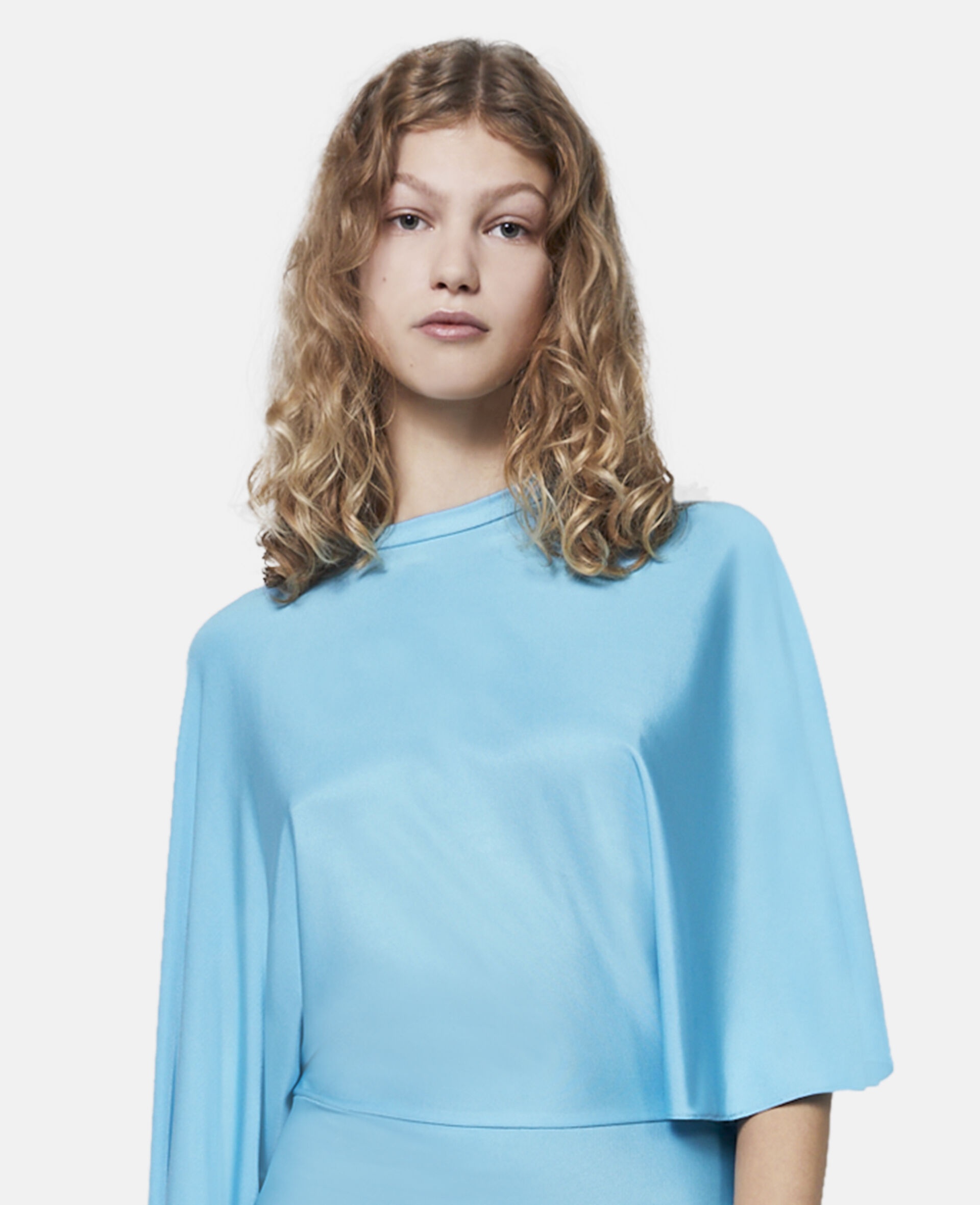 Asymmetric Cape Sleeve Dress - 4