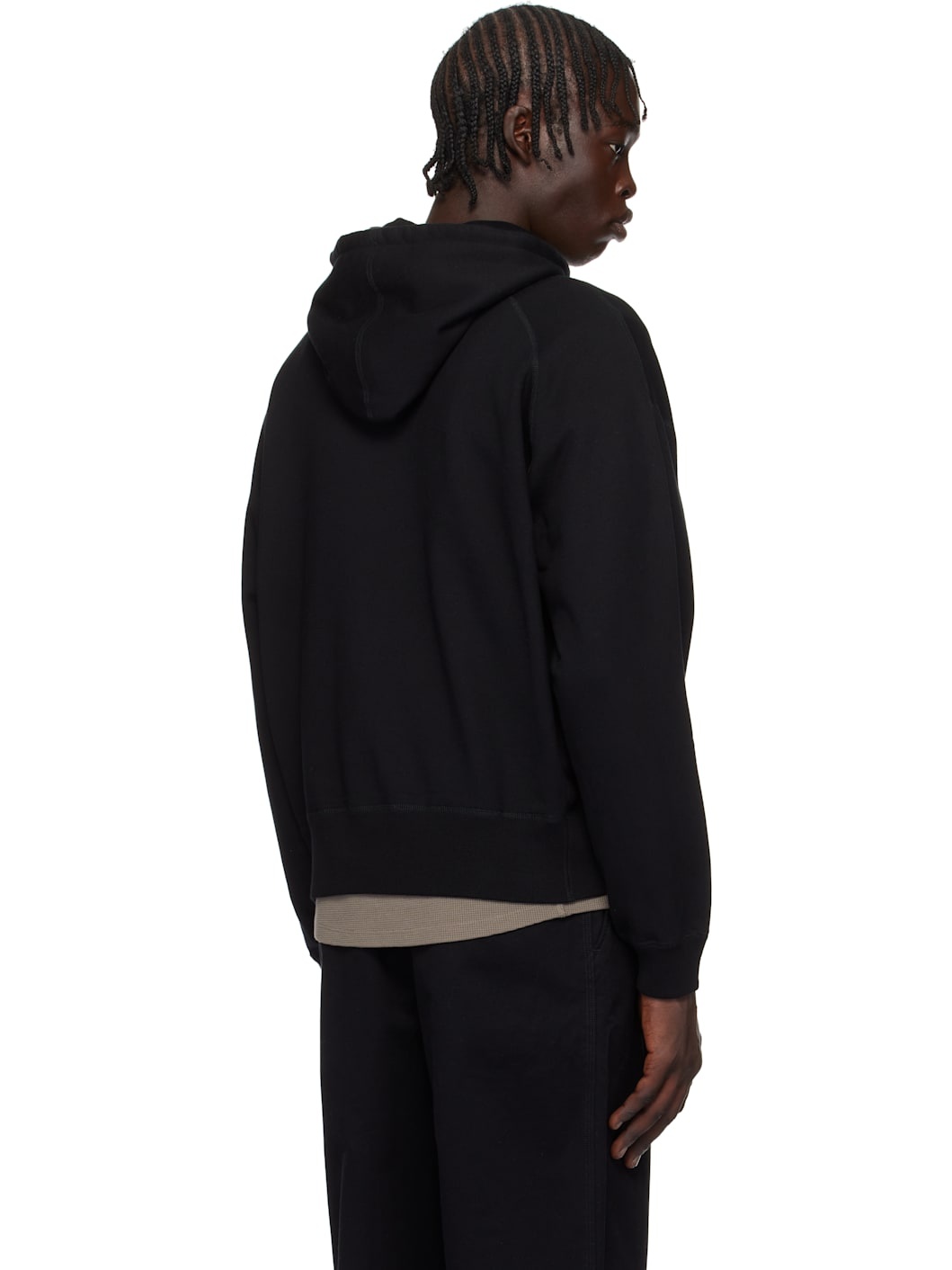 Black Midweight Terry Relaxed Hoodie - 3
