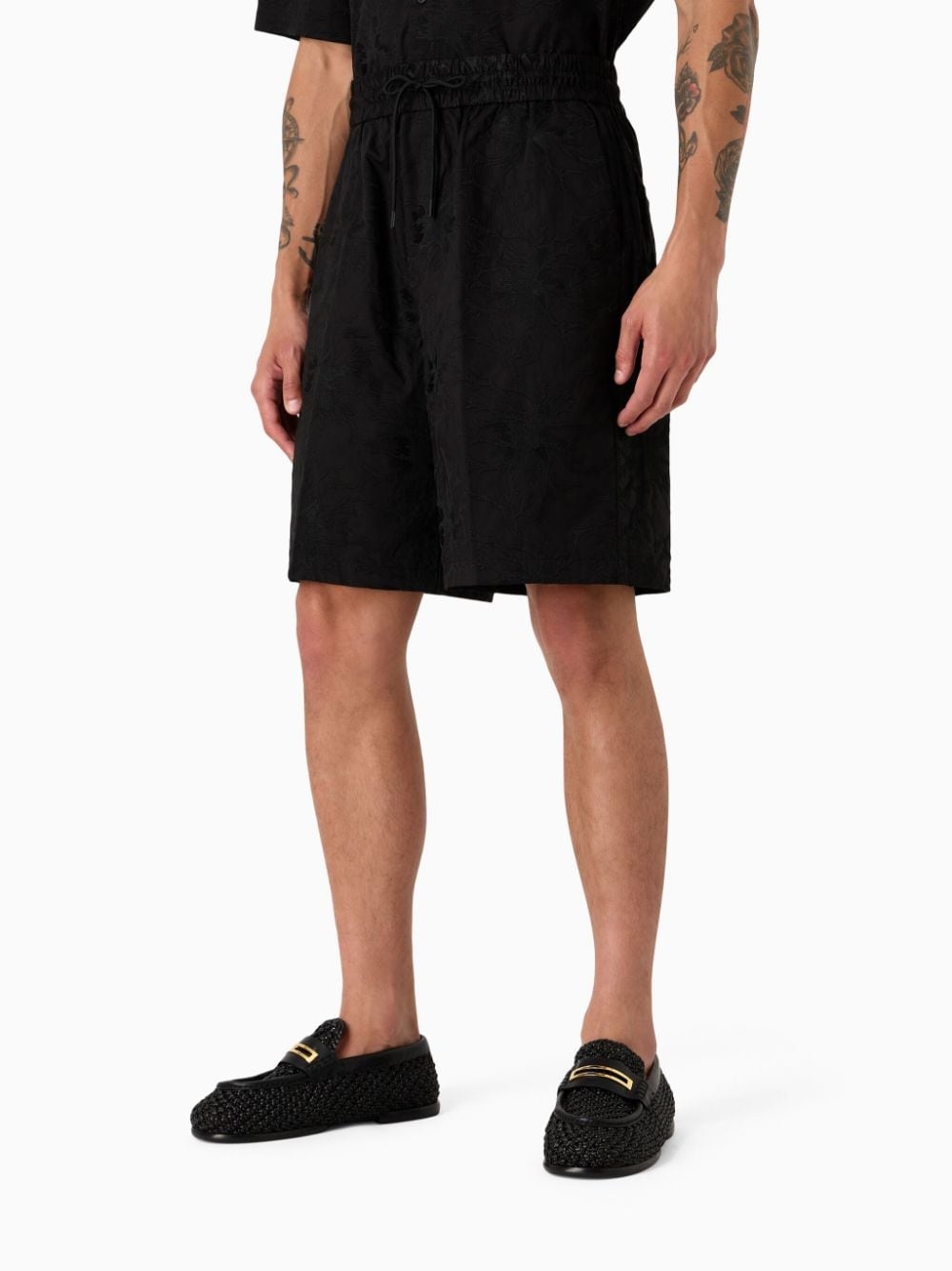 embroidered cotton track shorts - 2