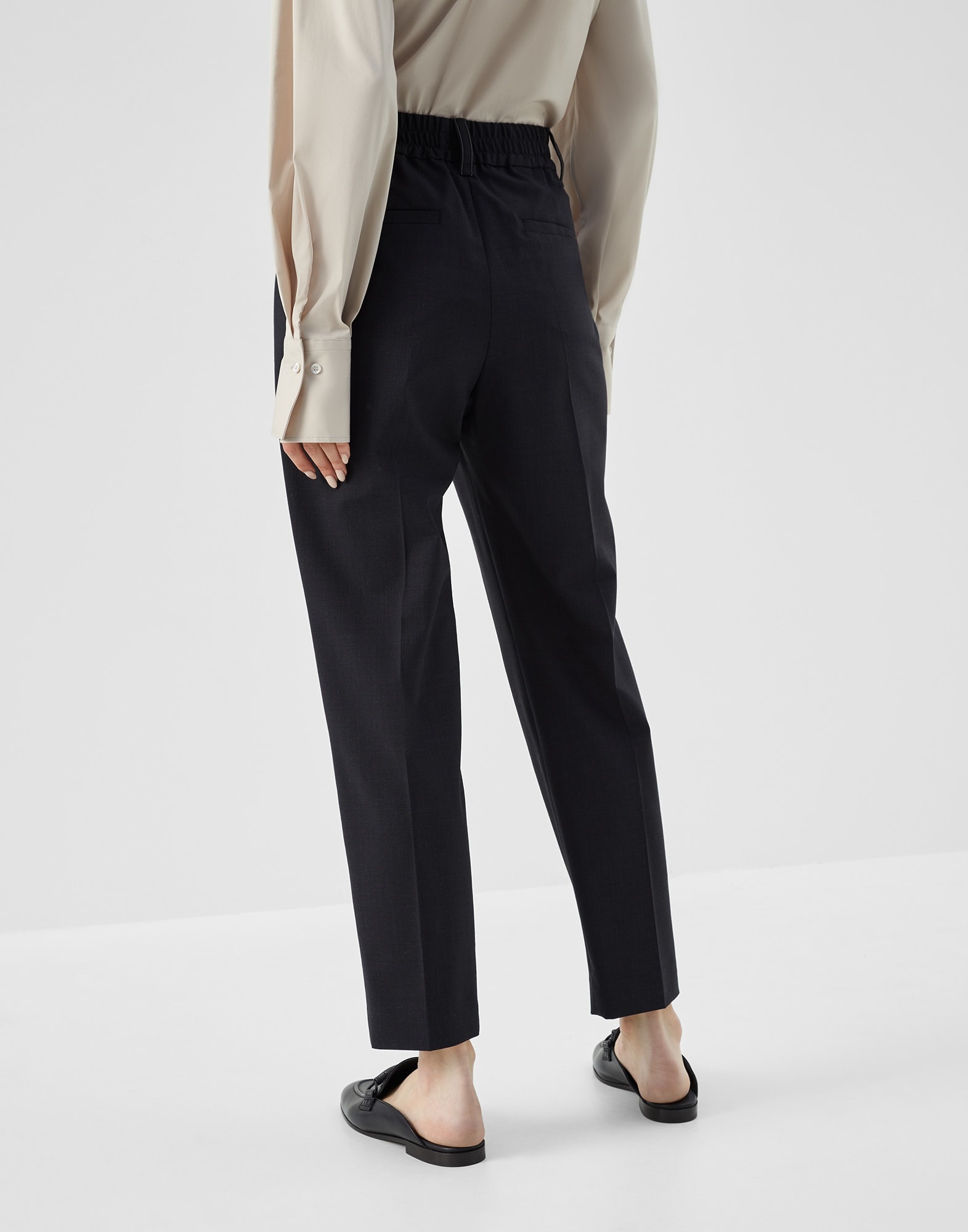 Tropical luxury wool baggy cigarette trousers with shiny belt loops - 2