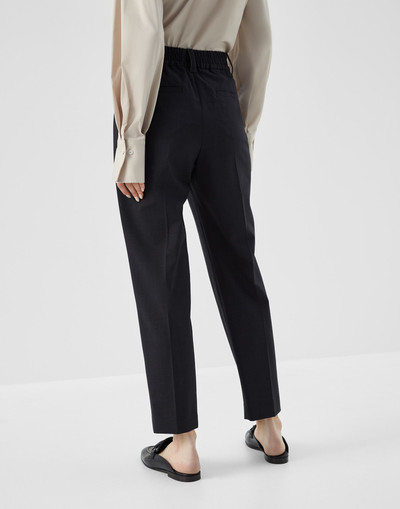 Brunello Cucinelli Tropical luxury wool baggy cigarette trousers with shiny belt loops outlook