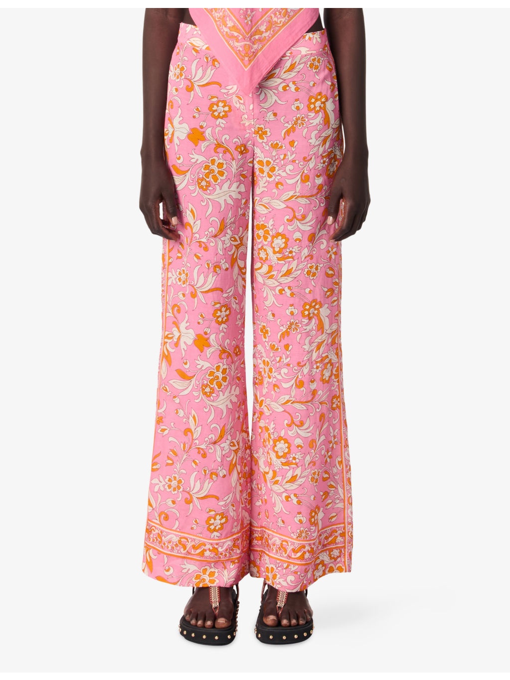 Floral-Print Wide-Leg Woven Trousers - 3